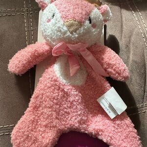 Pink Plush Fox Lovey with Bow